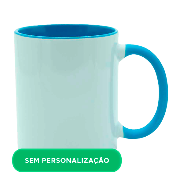 Caneca com Alça e Interior Colorido Azul Claro para Sublimação