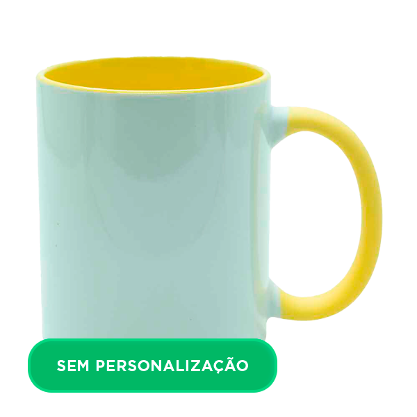 Caneca com Alça e Interior Colorido Amarelo para Sublimação