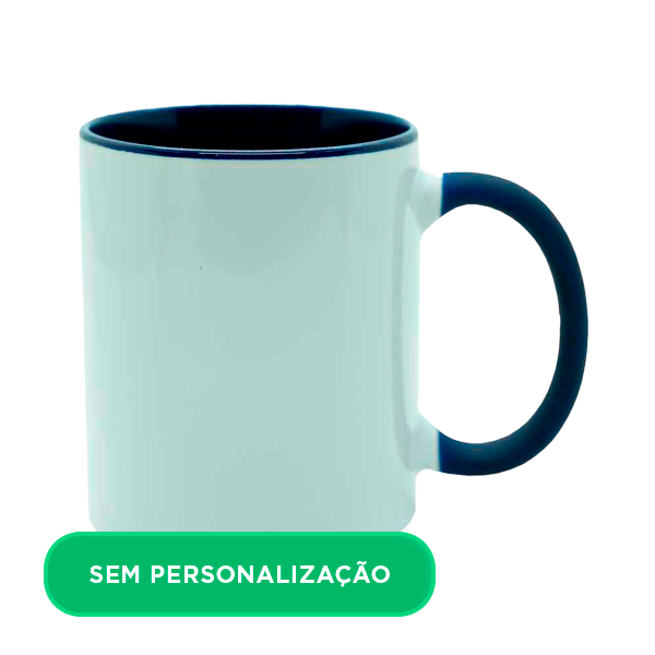 Caneca com Alça e Interior Colorido Preto para Sublimação