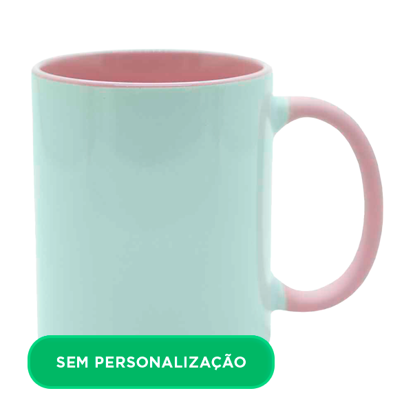 Caneca com Alça e Interior Colorido Rosa para Sublimação