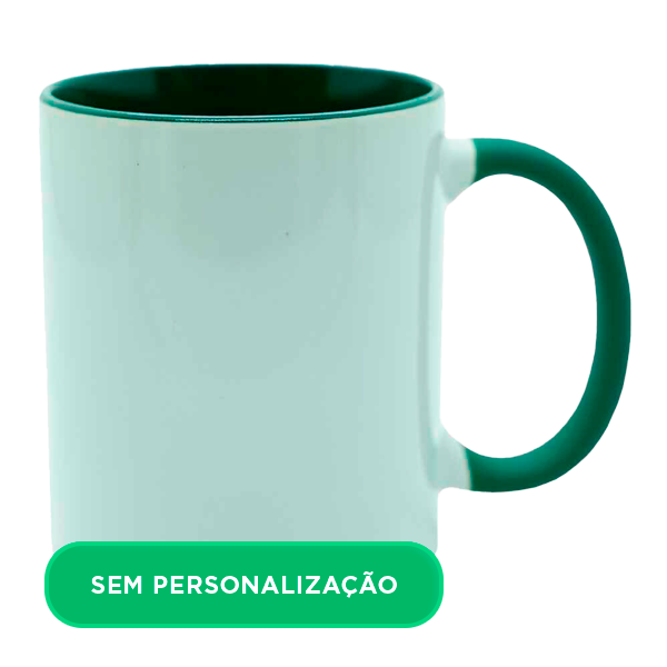 Caneca com Alça e Interior Colorido Verde Escuro para Sublimação