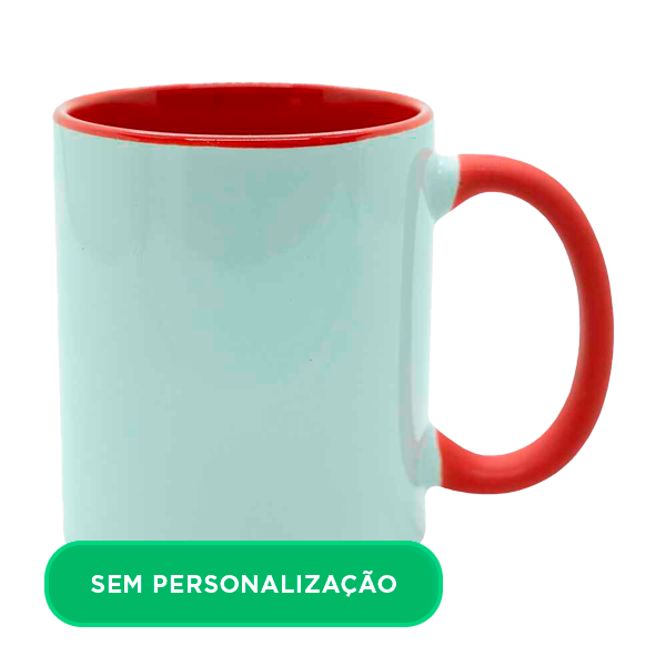 Caneca com Alça e Interior Colorido Vermelho para Sublimação