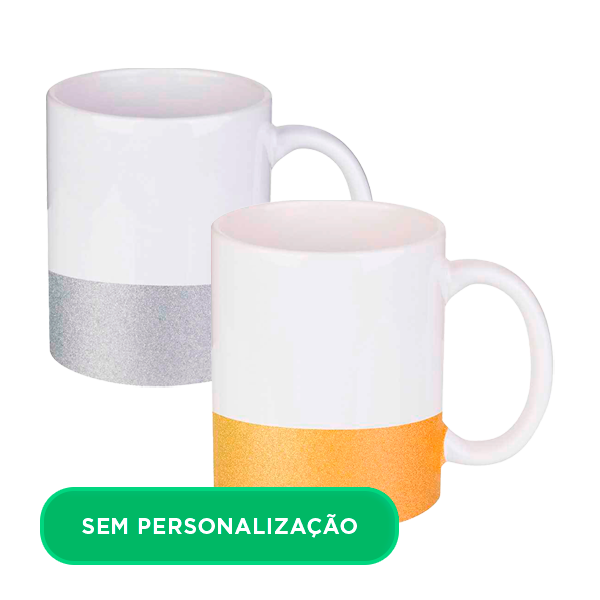 Caneca de Cerâmica Branca com Glitter na Base