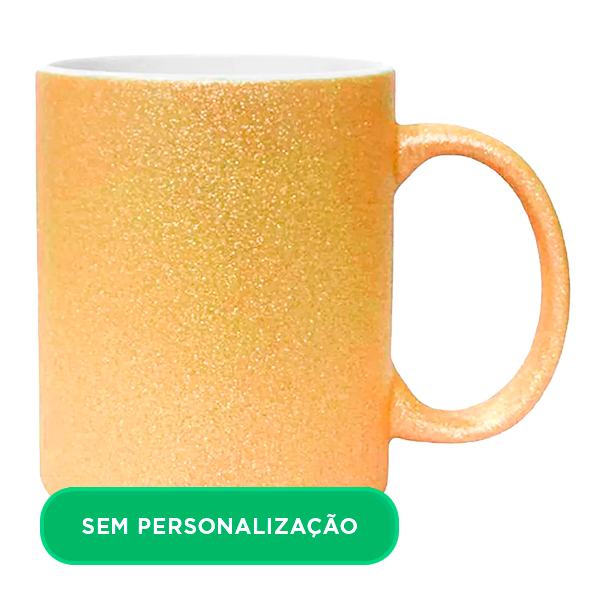 Caneca de Cerâmica com Glitter Dourado