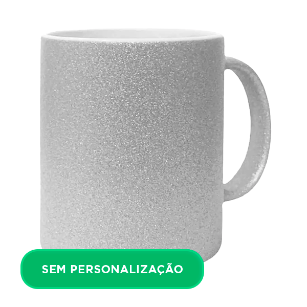 Caneca de Cerâmica com Glitter Prata