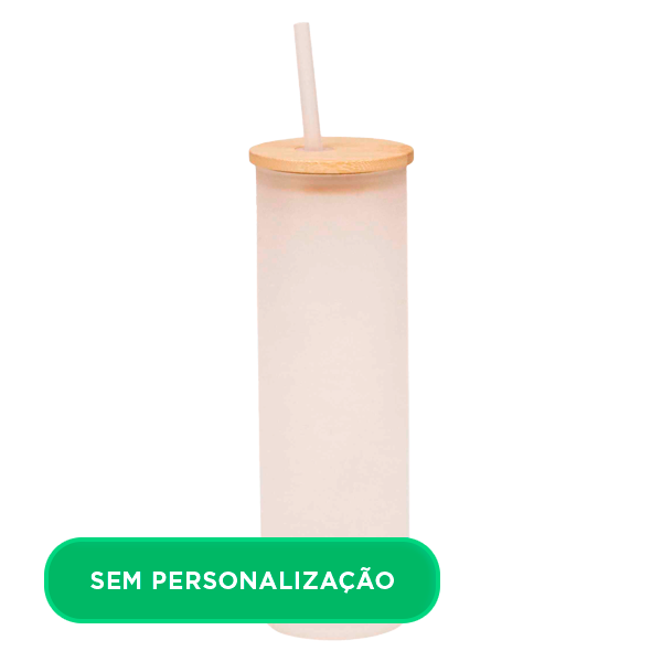 Copo Vidro com Tampa Bambú