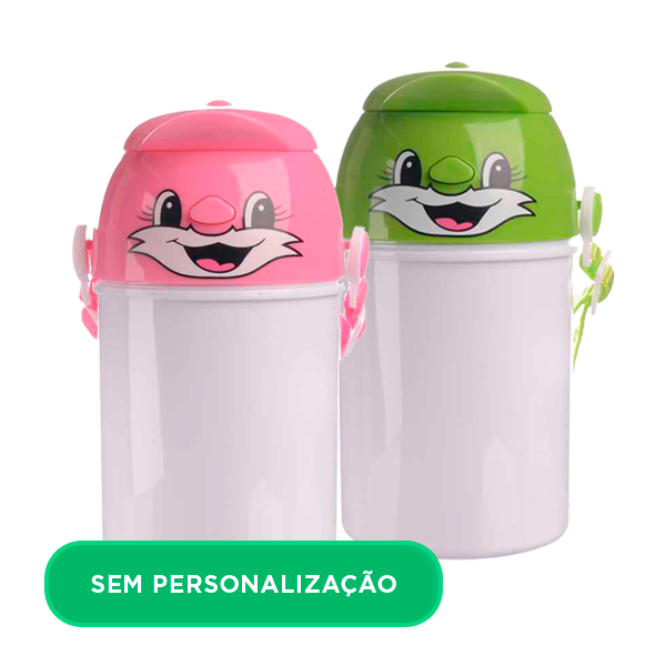 Garrafa Plástica Infantil com Tampa de Rostinho